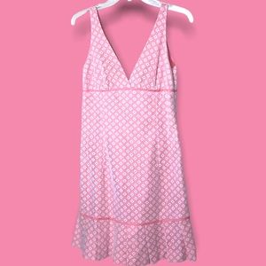 Nell Couture pink lace overlay slip shift dress pleated ruffles hem size 2 EUC